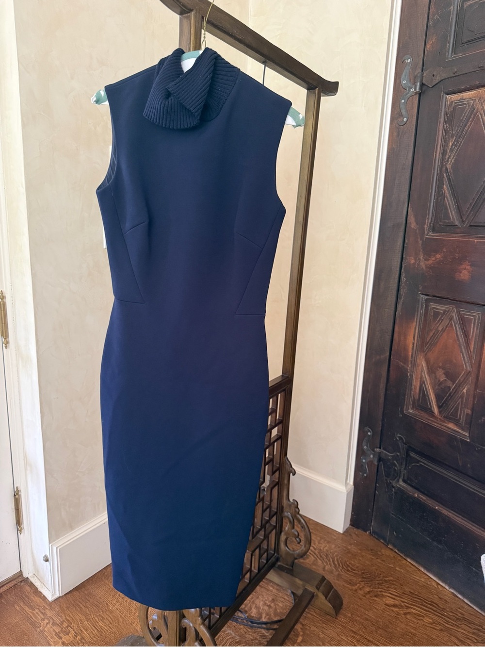 VICTORIA BECKHAM NWT Sleeveless Navy Turtleneck Sheath Dress
